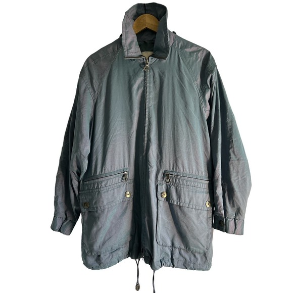 London‎ Fog Vintage Women's Size Small Teal Iridescent Parka Coat Jacket - Picture 1 of 8